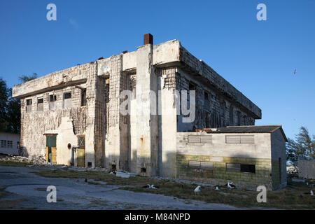 Historic power plant, command and communications post on Midway Atoll which was shelled during WWII on December 7, 1941 Stock Photo