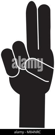 hand with two fingers up over white background, vector illustration Stock Vector