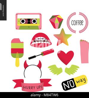 Flat coffee stuff icon collection Royalty Free Vector Image