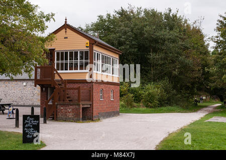 The old Hartington railway station signal box building on the Tissington trail, Peak District, Derbyshire, UK Stock Photo