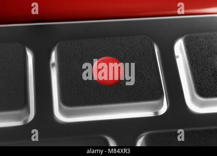 Macro Of A Black Record Button Of A Black Remote Control With Backlight Stock Photo