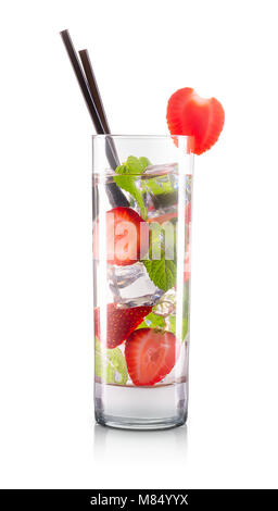 Strawberry mojito cocktail isolated on white Stock Photo