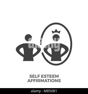 Self Esteem Affirmations Glyph Vector Icon Isolated on the White Background. Stock Vector