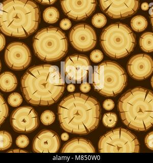 Seamless pattern with wood stumps. Background for forestry and lumber industry Stock Vector