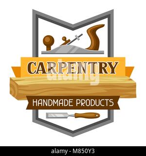 Hand wood plane. Carpentry, woodworks. Carpenter label, emblem template ...