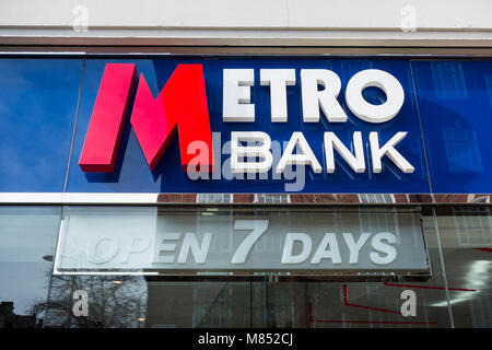 Metro Bank on Kensington High Street, Kensington, London, UK Stock Photo