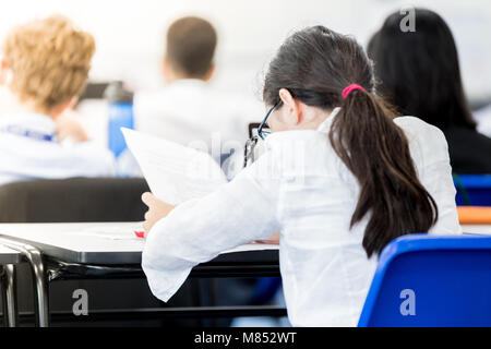 Multi ethnic studentst studying hard in class Stock Photo