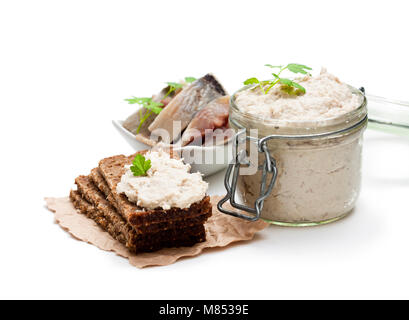 Forshmak  paste from herring isolated on white Stock Photo