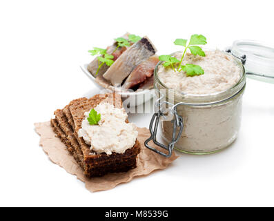 Forshmak  paste from herring isolated on white Stock Photo