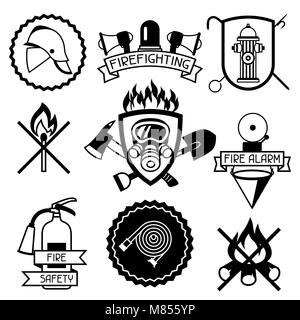 Set of firefighting items. Fire protection equipment Stock Vector Image ...