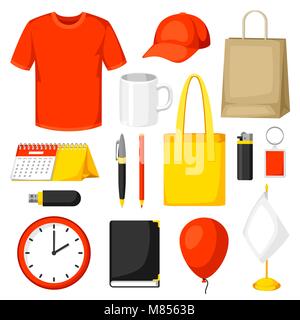 Set of promotional gifts and advertising souvenirs Stock Vector