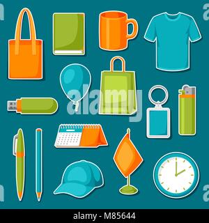 Set of promotional gifts and advertising souvenirs Stock Vector