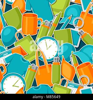 Seamless pattern with promotional gifts and souvenirs Stock Vector