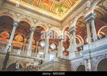Washington D.C., USA, october 2016: Interior of the great hall of the library of congress in Washington D.C., USA Stock Photo