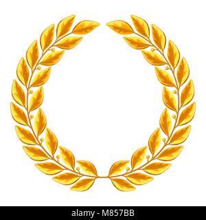 Realistic gold laurel wreath. Illustration for decoration and design Stock Vector