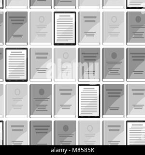 Digital library seamless pattern. Set of books and tablets Stock Vector
