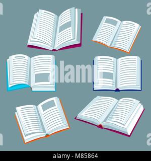 Set of open books. Illustrations for education and school Stock Vector