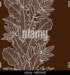 Seamless floral border with stylized autumn foliage. Falling leaves Stock Vector