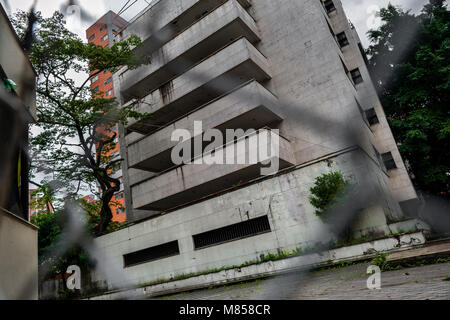 Edificio Monaco, a five-story luxury apartment house where the drug lord Pablo Escobar lived with his family, is seen abandoned in Medellín, Colombia. Stock Photo