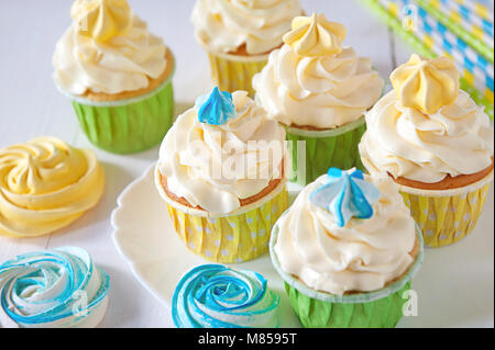 Set of different delicious cupcakes on funny cake-stand. concept holiday, birthday Stock Photo