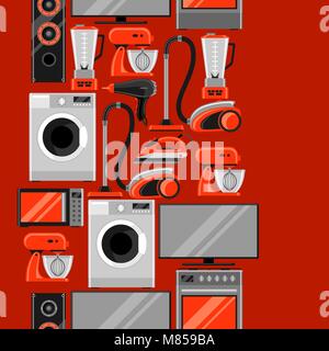 Seamless pattern with home appliances. Household items for sale and shopping advertising background Stock Vector