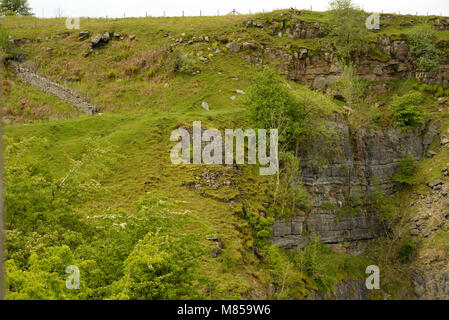 Pwll-du Quarry, Remains of the Water-balance Lift and Tramroad Stock Photo