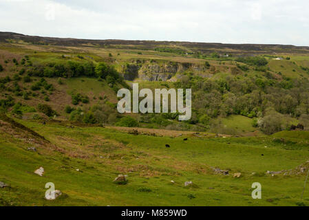 Tyla Quarry and Hill's Tramroad from Pwll du Quarry Stock Photo