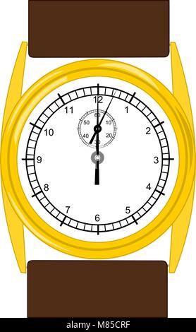 A Gold wristwatch with brown leather band Stock Vector