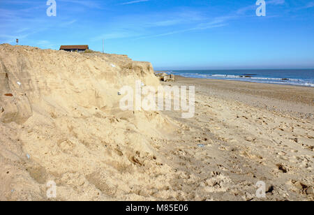 Coastal erosion of sand dunes, Winterton-On-Sea, Norfolk, England Stock ...