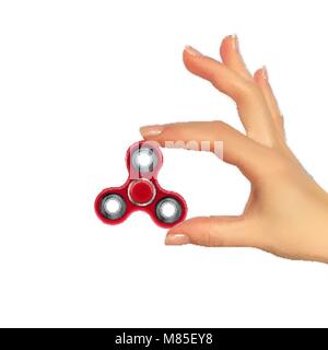 Realistic 3D Silhouette of hand with spinner. Vector Illustration Stock Vector