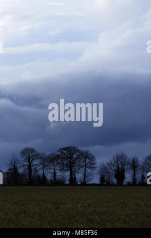 Fall of the day over the countryside, north Mayenne (Pays de la Loire, France). Stock Photo