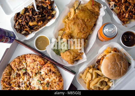 Fish and Chips, Junk Food From Above Stock Photo