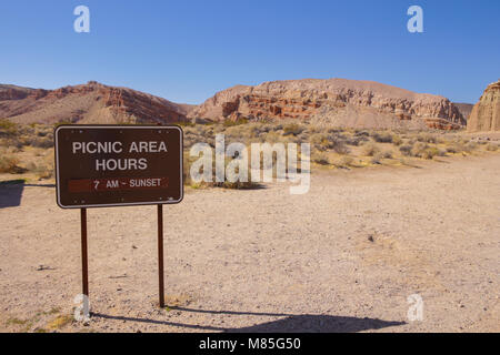 Picnic area sign at Red Rocks Canyon state park California USA Stock Photo