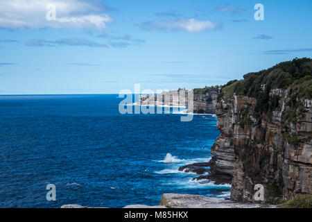 Cliff face ocean views from South Head Sydney Australia looking towards Dover Heights and Bondi Stock Photo