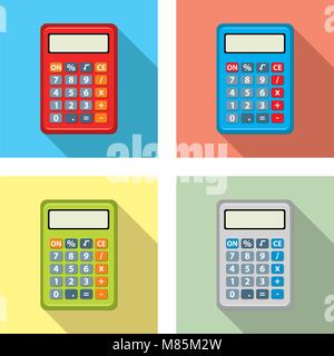 vector set of calculator icons isolated on white background. colorful design of calculators for business, finance accounting and algebra illustrations Stock Vector
