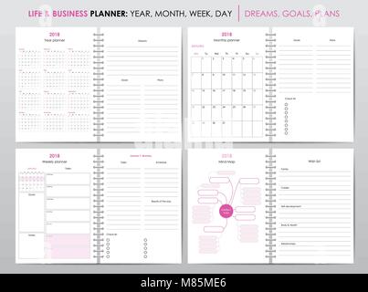 Life and business planner 2018 Stock Vector