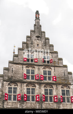 a beautiful view of a facade of a Dutch town hall Stock Photo