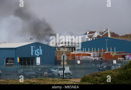 Firemen at the scene of a massive fire near “millionaires’ row” in Hove were Brighton's rich and famous live including Norman Cook, David Williams and Nick Berry.  15 Mar 2018. Stock Photo