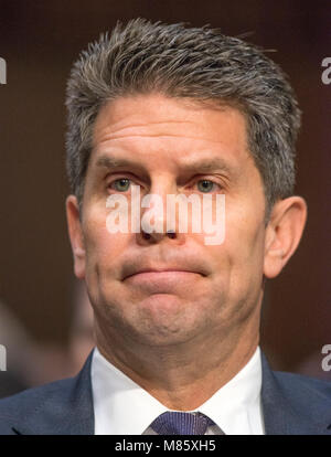 Washington, USA. 14th march, 2018. David L. Bowdich, Acting Deputy Director of the Federal Bureau of Investigation (FBI), testifies before the United States Senate Committee on the Judiciary during 'an oversight hearing to examine the Parkland shooting and legislative proposals to improve school safety' on Capitol Hill in Washington, DC on Wednesday, March 14, 2018. Credit: MediaPunch Inc/Alamy Live News Stock Photo