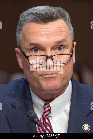 Washington, USA. 14th march, 2018. Thomas E. Brandon, Deputy Director, Head of the Bureau of Alcohol, Tobacco, Firearms and Explosives (ATF), testifies before the United States Senate Committee on the Judiciary during 'an oversight hearing to examine the Parkland shooting and legislative proposals to improve school safety' on Capitol Hill in Washington, DC on Wednesday, March 14, 2018. Credit: MediaPunch Inc/Alamy Live News Stock Photo