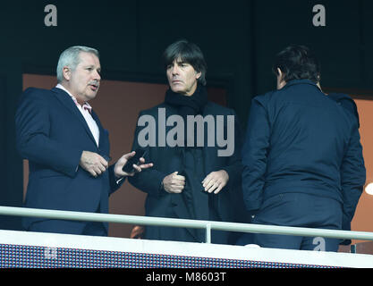 Istanbul, Turkey. 14th Mar, 2018. Germany's national team head coach Joachim Loew (C) looks on during the 2017-2018 UEFA Champions League round of 16 second leg soccer match between Turkey's Besiktas and Germany's Bayern Munich in Istanbul, Turkey, on March 14, 2018. Bayern Munich won 3-1 and was qualified for quarterfinals. Credit: He Canling/Xinhua/Alamy Live News Stock Photo