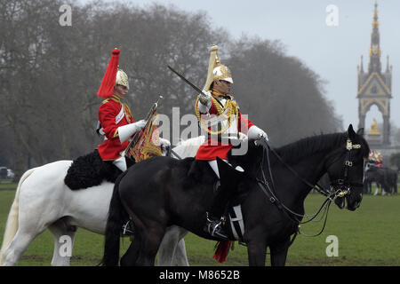 London, UK. 15th Mar, 2018. The Major General's Inspection of the Household Cavalry Mounted Regiment in Hyde Park London the first event in the Household Cavalry's ceremonial duties for 2018 Credit: MARTIN DALTON/Alamy Live News Stock Photo