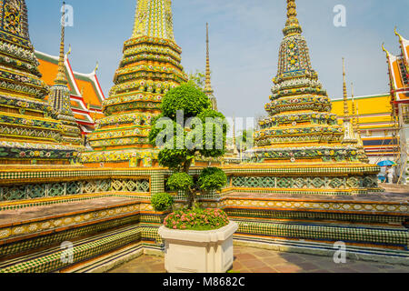 Wat Pho or Wat Phra Chetuphon, 'Wat' means temple in Thai. The temple is one of Bangkok's most famous tourist sites in Thailand Stock Photo