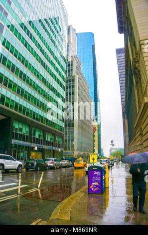 New York City, United States of America - May 02, 2016: New York skyscrapers vew from street level at Downtown at Manhattan Stock Photo