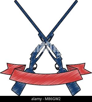 Crossed Hunting Rifles Isolated Icon in Flat Style Stock Vector Image ...
