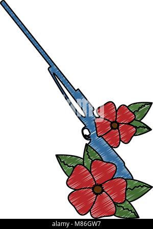rifle of war with flowers Stock Vector