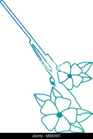rifle of war with flowers Stock Vector