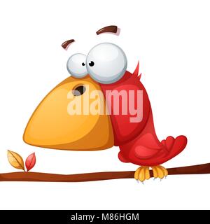 Cute, funny, crazy bird illustration. Stock Vector