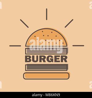 burger logo emblem colored shape line style Stock Vector
