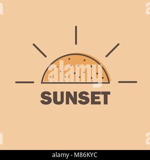 Sun line icon, outline vector sign, linear pictogram, sunset symbol illustration Stock Vector